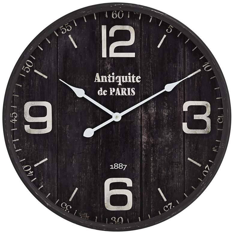 Image 3 Antiquite de Paris 23 1/2" Brown Round Metal Wall Clock