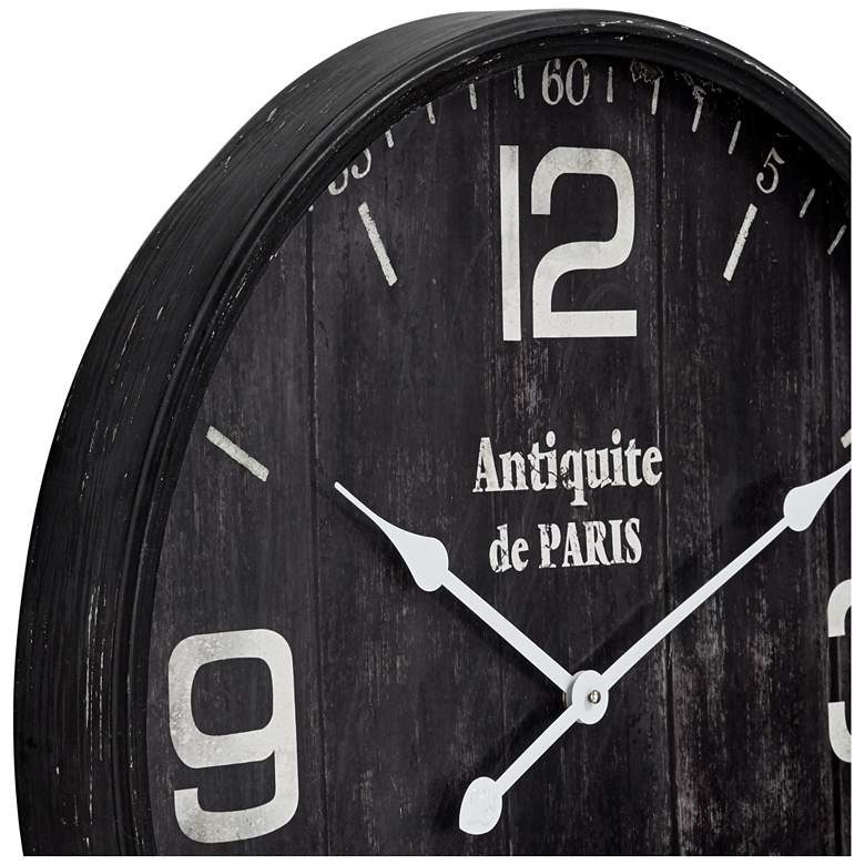 Image 4 Antiquite de Paris 23 1/2" Brown Round Metal Wall Clock more views