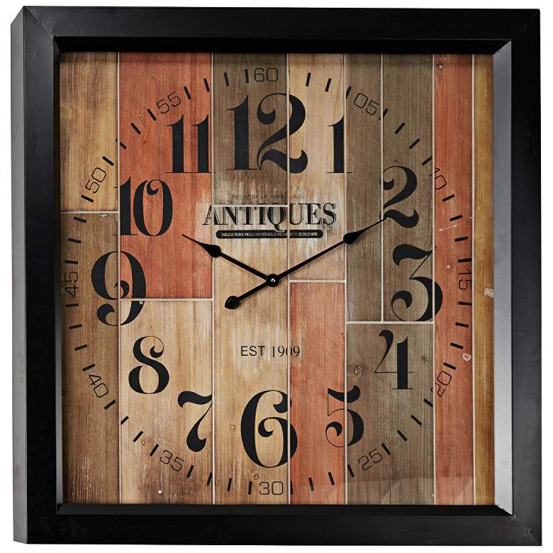 Image 1 Antiquity Multi-Color Wood 37 inch Square Oversized Wall Clock