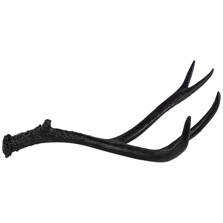 Image 1 Antler 22" Wide Matte Black Aluminum Figurine