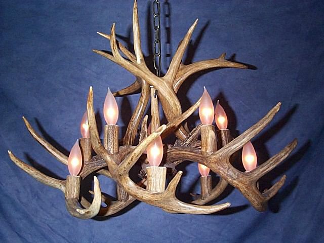 Image 3 Antler 24-25"W Natural-Shed Whitetail 10-Light Chandelier more views