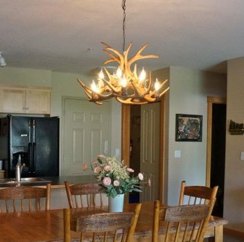 Image 4 Antler 24-25"W Natural-Shed Whitetail 10-Light Chandelier more views