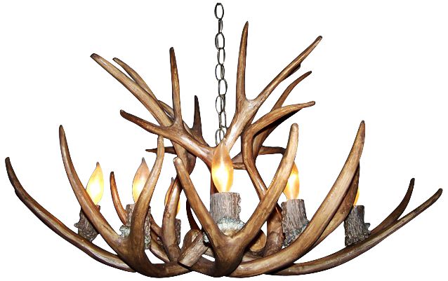 Antler 30" Wide Reproduction Mule Deer 8-Light Chandelier