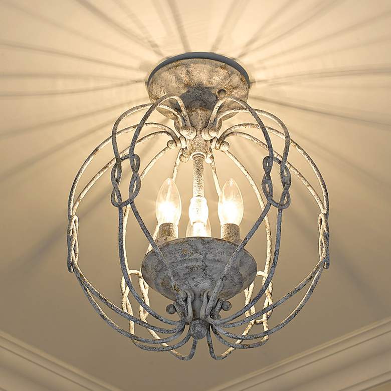 Image 1 Antoinette 12 3/4" Wide Oyster 3-Light Ceiling Light
