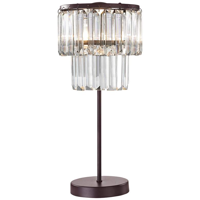 Image 2 Antoinette Bronze and Clear 18 inch High Crystal Table Lamp