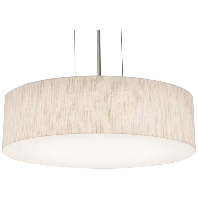 Image 1 Anton 15" LED Pendant - Satin Nickel Finish - Jute Shade