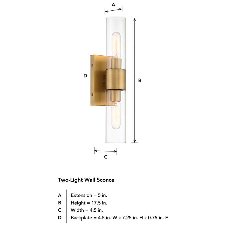 Image 7 Anton 17.5 in. 2-Light Old Satin Brass Transitional Wall Sconce Light more views