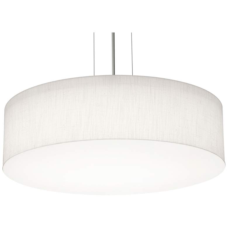 Image 1 Anton 19" Pendant - Satin Nickel Finish - Linen White Shade