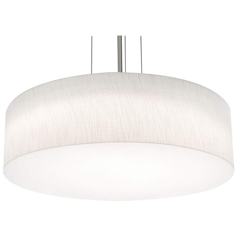 Image 1 Anton 24 inch Wide Satin Nickel LED Pendant With Linen White Shade