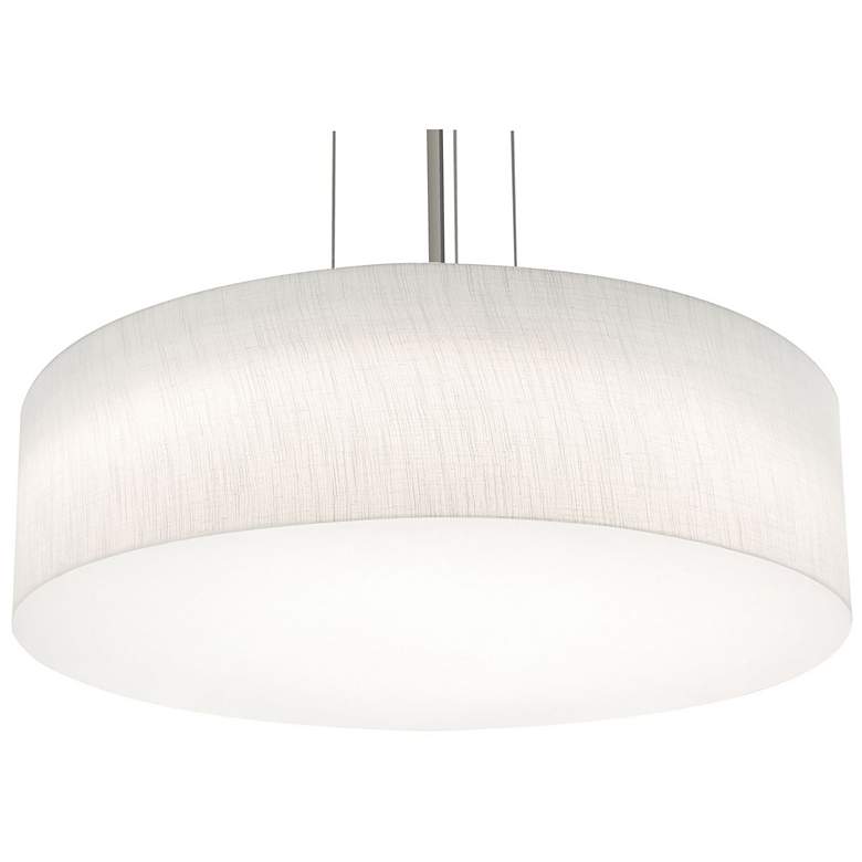 Image 1 Anton 24" Wide Satin Nickel LED Pendant With Linen White Shade