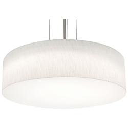 Anton 24&quot; Wide Satin Nickel LED Pendant With Linen White Shade