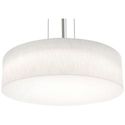Anton 24&quot; Wide Satin Nickel Pendant With Linen White Shade