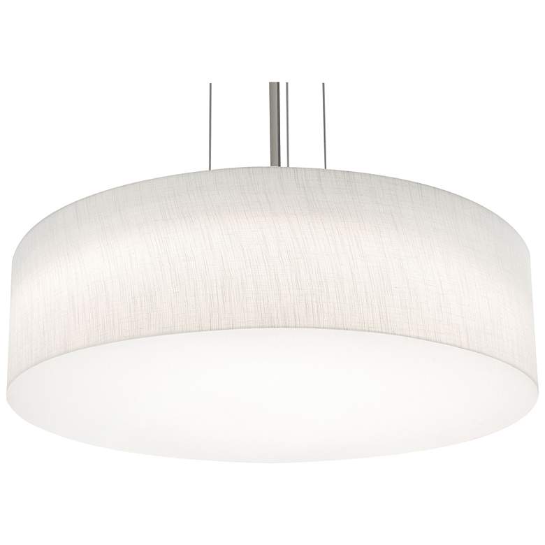 Image 1 Anton 24 inch Wide Satin Nickel Pendant With Linen White Shade