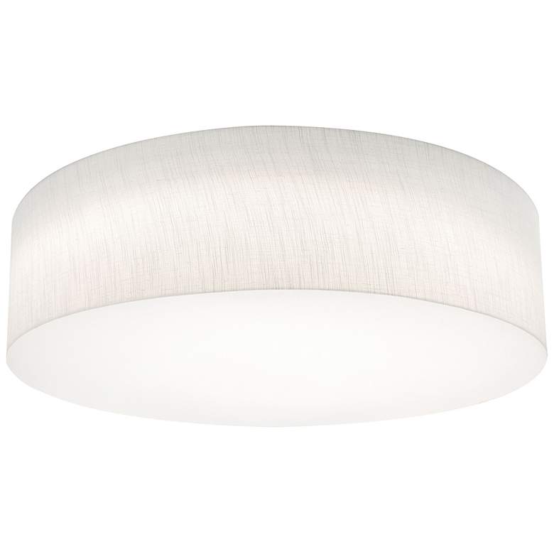 Image 1 Anton 24 inch Wide White Flush Mount With Linen White Shade