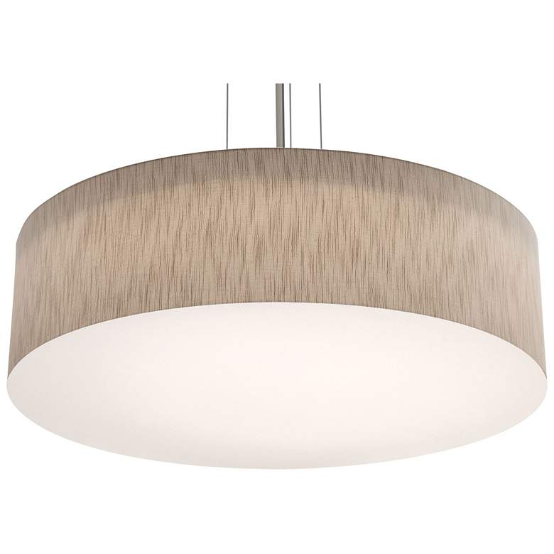 Image 1 Anton 30 inch Wide Satin Nickel LED Pendant With Jute Shade
