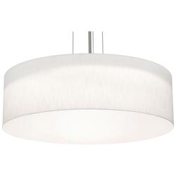 Anton 30&quot; Wide Satin Nickel LED Pendant With Linen White Shade