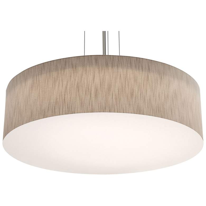 Image 1 Anton 30 inch Wide Satin Nickel Pendant With Jute Shade