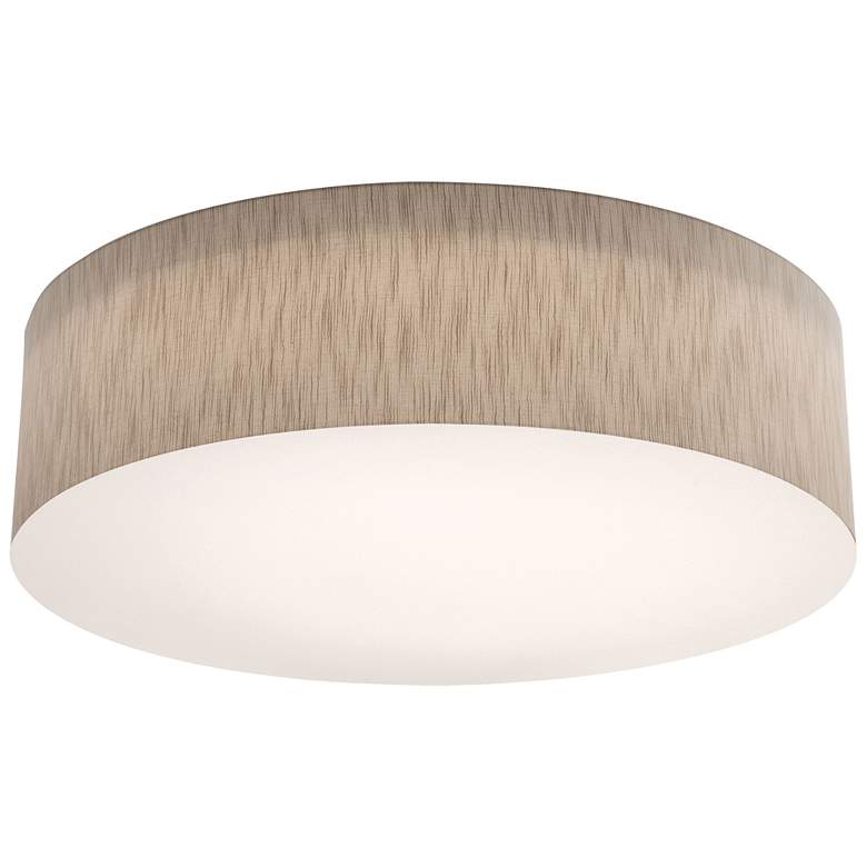 Image 1 Anton 30 inch Wide White Flush Mount With Jute Shade
