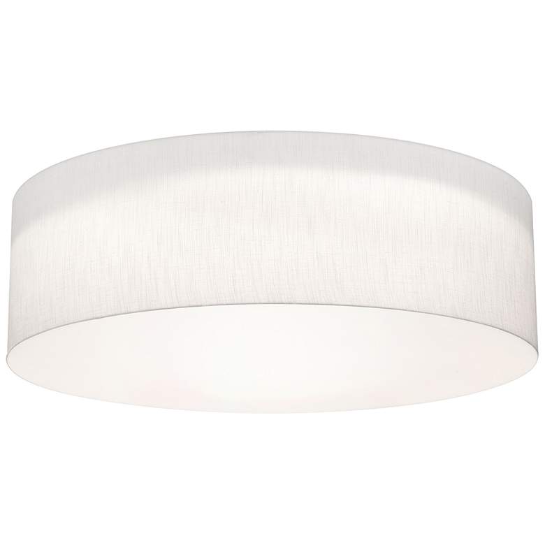 Image 1 Anton 30 inch Wide White Flush Mount With Linen White Shade