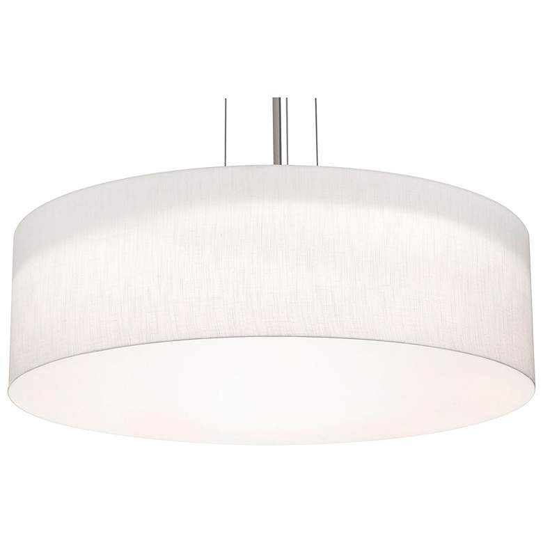 Image 1 Anton 30"W Satin Nickel LED Drum Pendant Light w/ White Shade