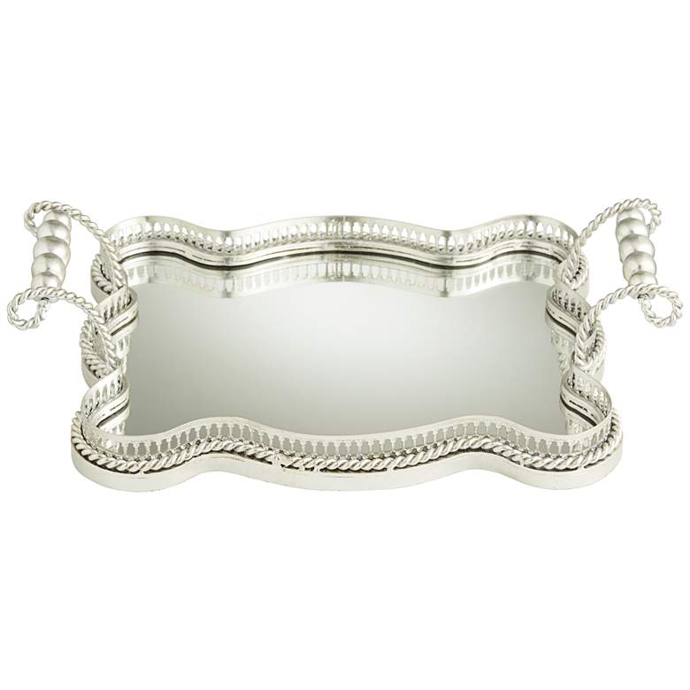 Image 1 Antonia 17 3/4" Wide Silver Metal Mirrored Tray
