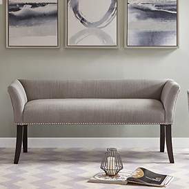 Image1 of Antonio 49 1/2" Wide Gray Fabric Classic Banquette Accent Bench