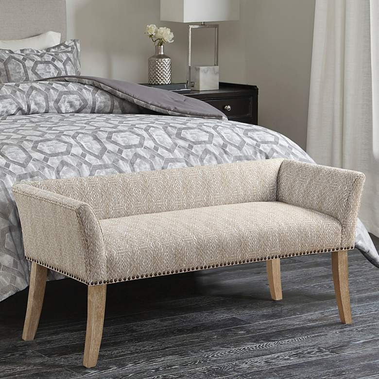 Image 1 Antonio 49 1/2" Wide Taupe Fabric Banquette Accent Bench