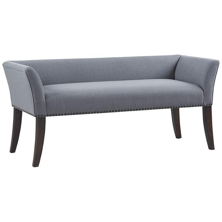 Image 2 Antonio 49 1/2 inchW Slate Blue Fabric Banquette Accent Bench