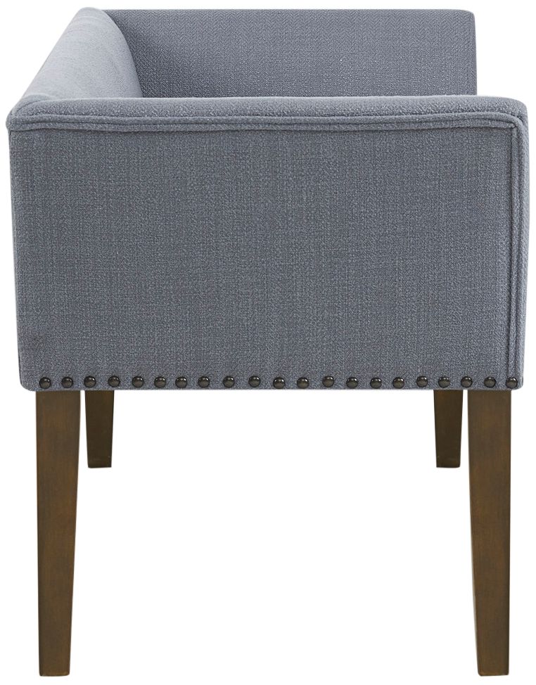 Antonio 49 1/2"W Slate Blue Fabric Banquette Accent Bench