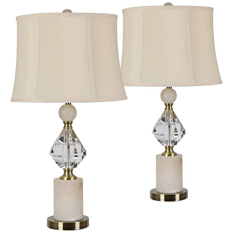 Image 1 Anya Polished Alabaster and Crystal Table Lamps Set of 2