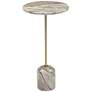 Aoede 14" Wide Brown White Marble Round Accent Table