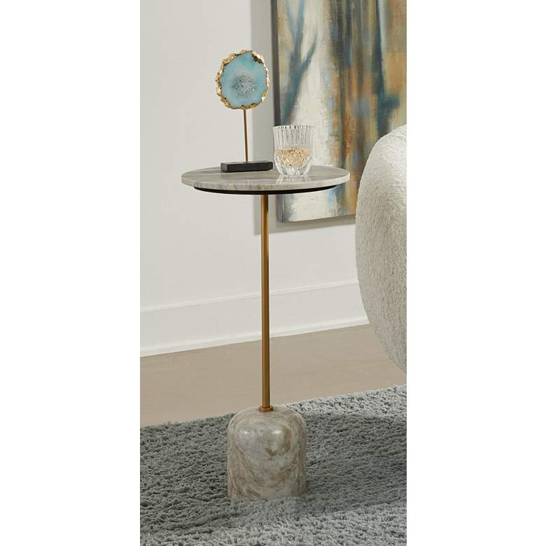 Image 6 Aoede 14" Wide Brown White Marble Round Accent Table more views