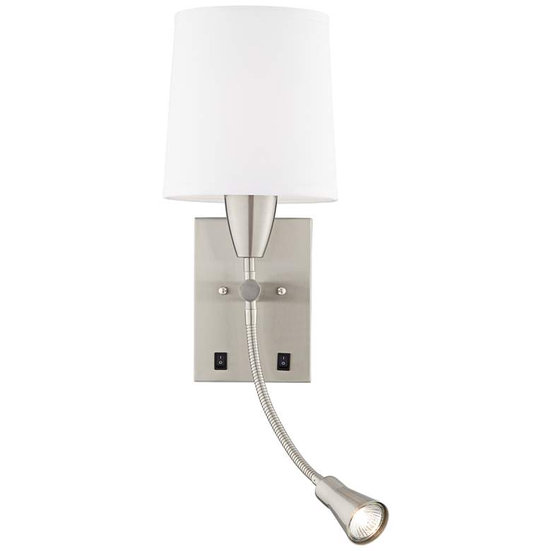 Image 1 Aoife 17" High Brushed Nickel Wall Sconce with Reading Light