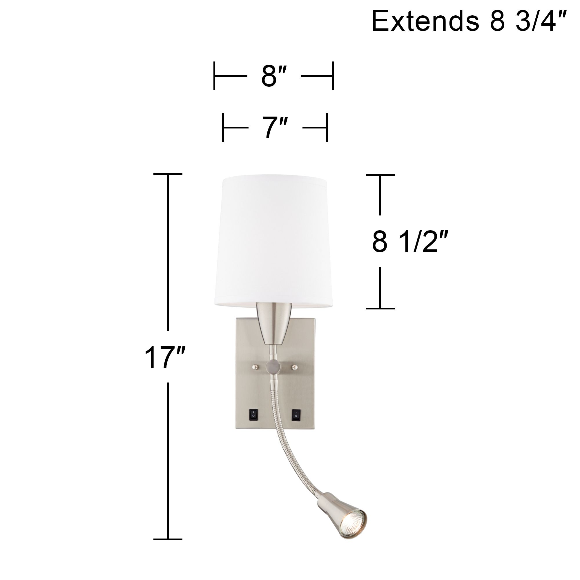 Image 3 Aoife 17" High Brushed Nickel Wall Sconce with Reading Light more views