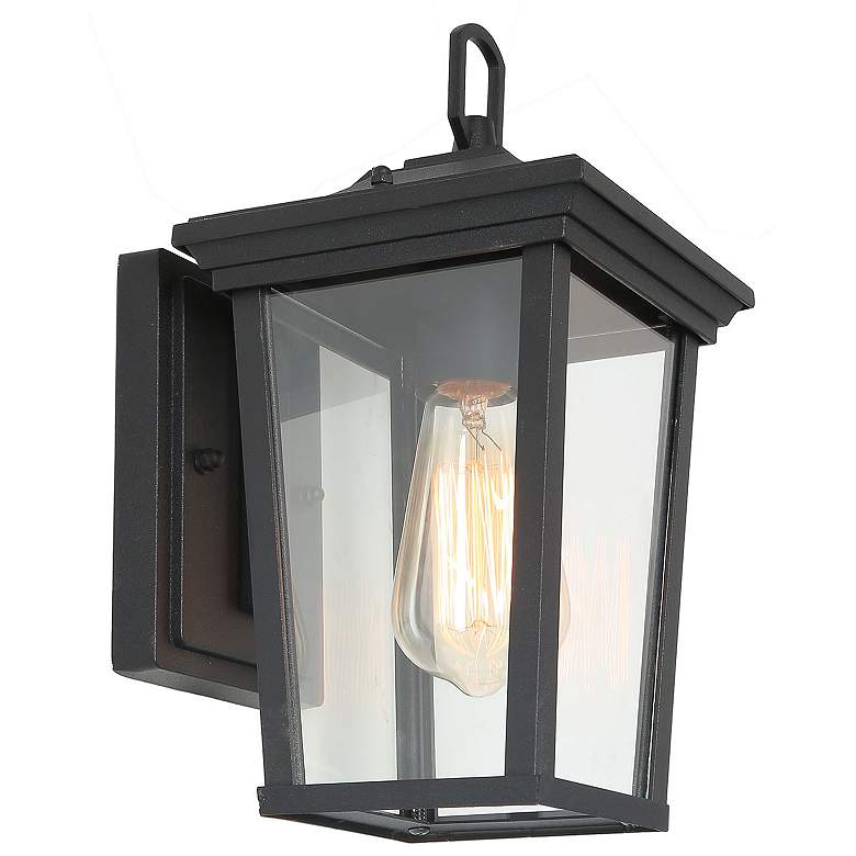 Image 1 Aotelas 11.8 inch High Black Glass Outdoor Wall Light