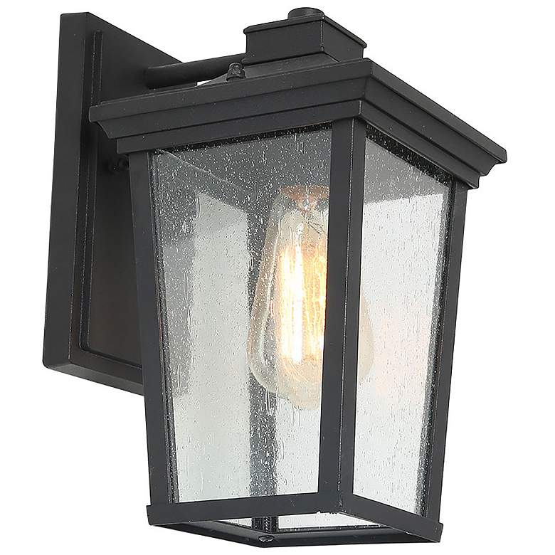 Image 1 Aotelas 11 inch High Black Glass Outdoor Wall Light
