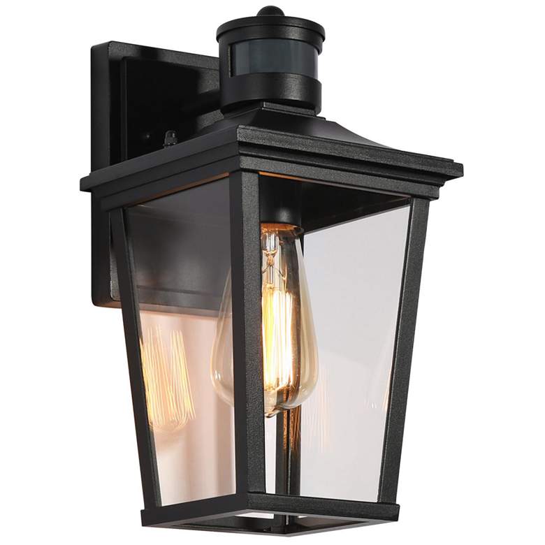 Image 1 Aotelas 12 inch High Black Glass Outdoor Wall Light