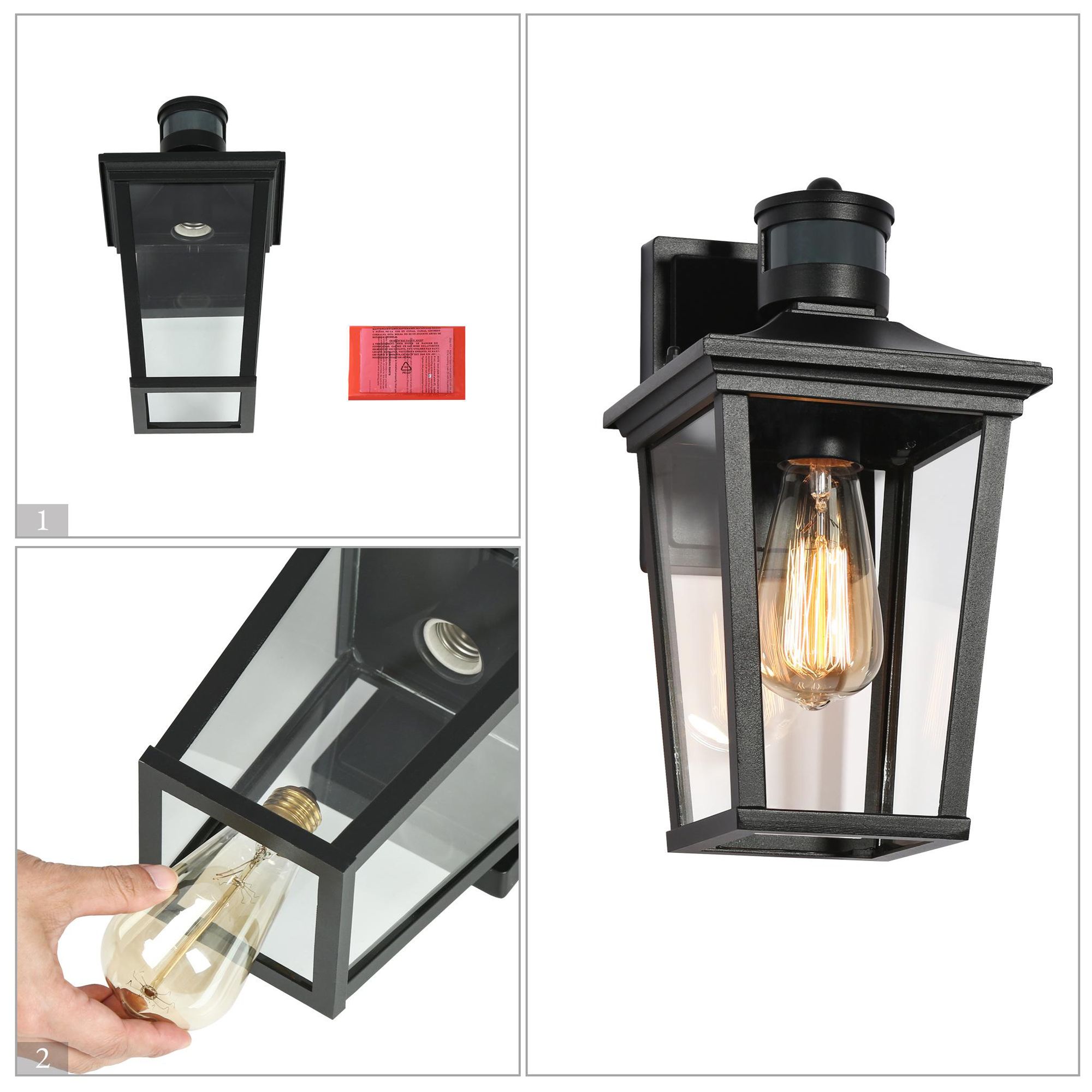 Aotelas 12" High Black Glass Outdoor Wall Light