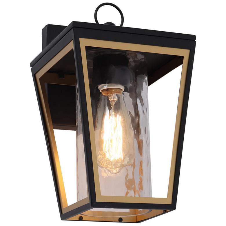 Image 1 Aotelas 8.3 inch High Black and Gold Glass Outdoor Wall Light