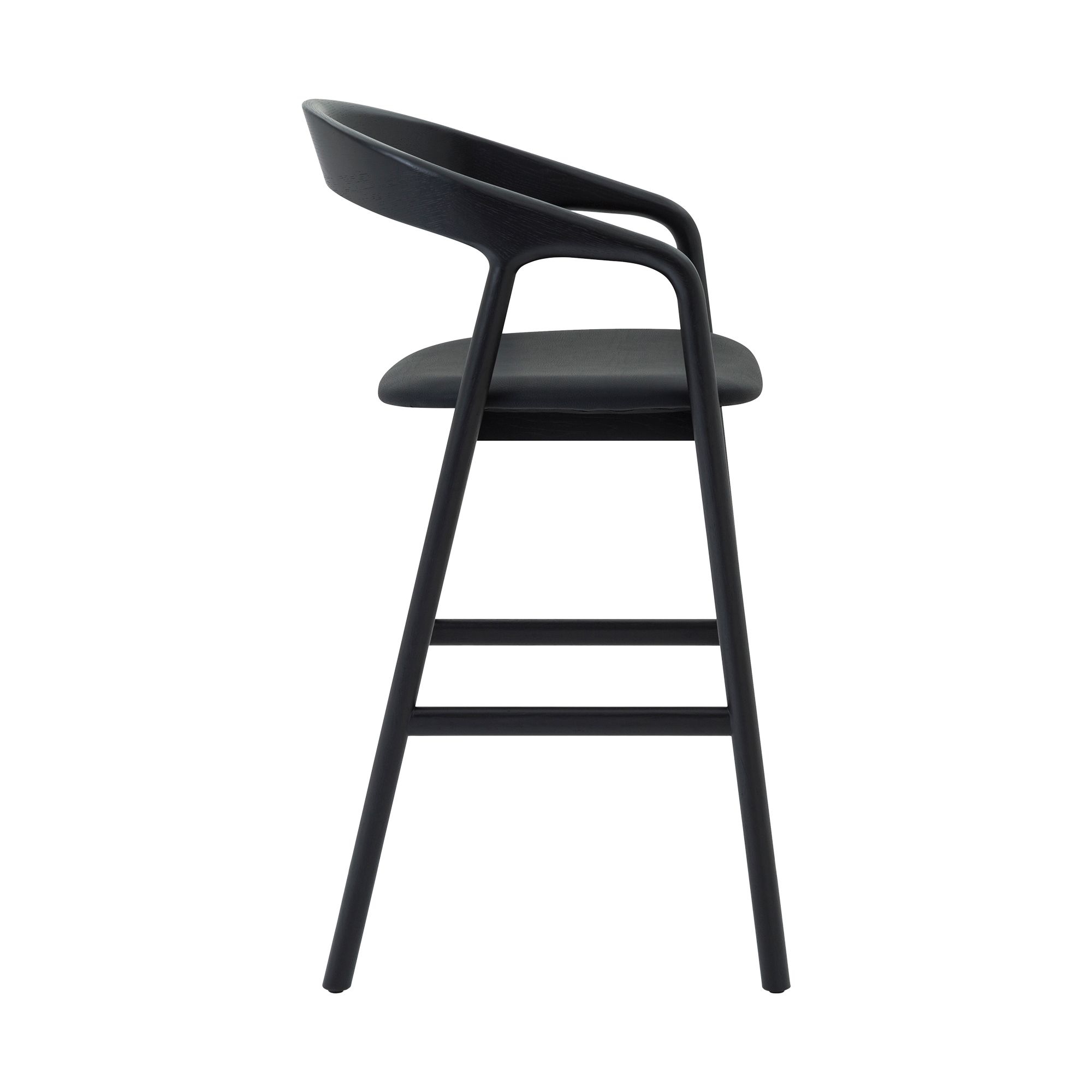Image 4 Apache Black Oak Wood and Faux Leather Bar Stool more views