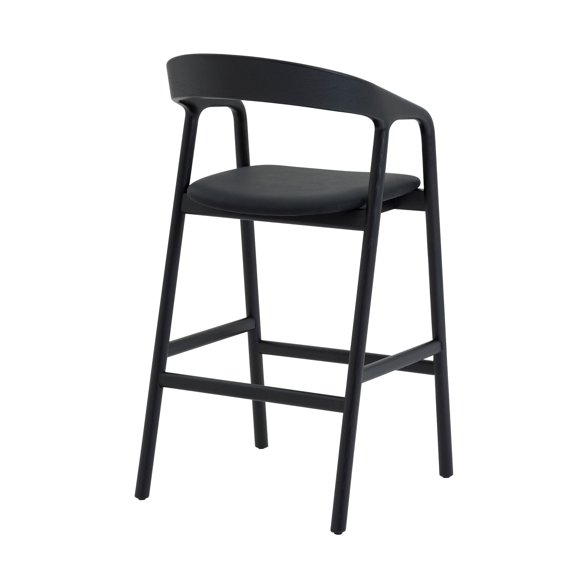 Image 5 Apache Black Oak Wood and Faux Leather Bar Stool more views