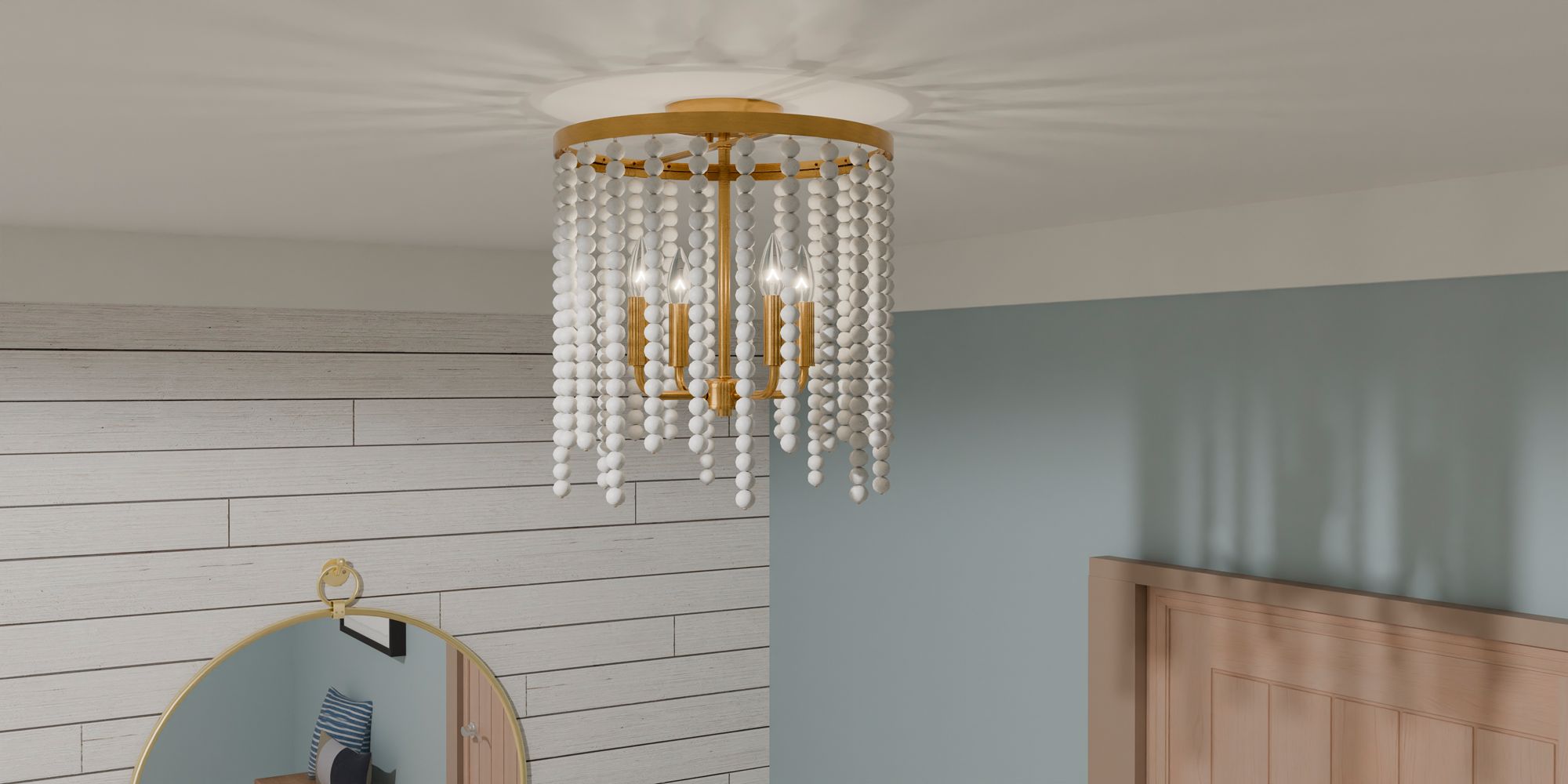 Apelle 4-Light Aged Brass Semi-Flush Mount Light