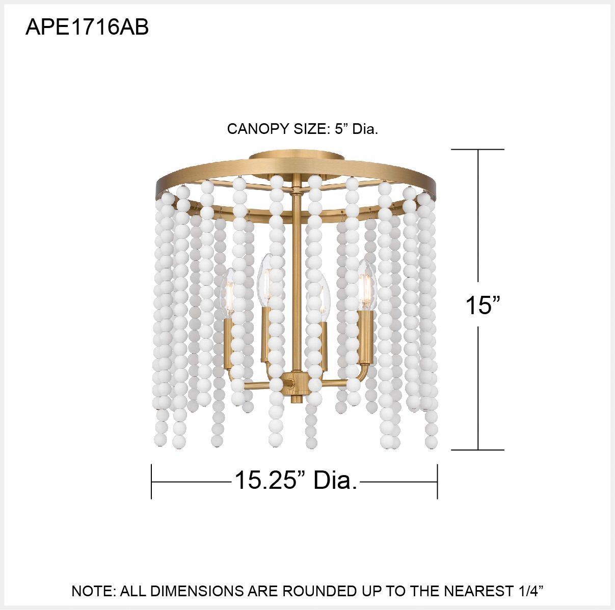 Apelle 4-Light Aged Brass Semi-Flush Mount Light