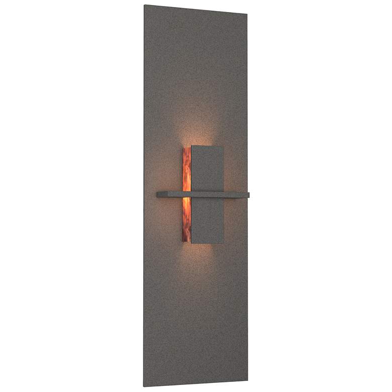 Image 1 Aperture Vertical Sconce - Natural Iron Finish - Topaz Glass