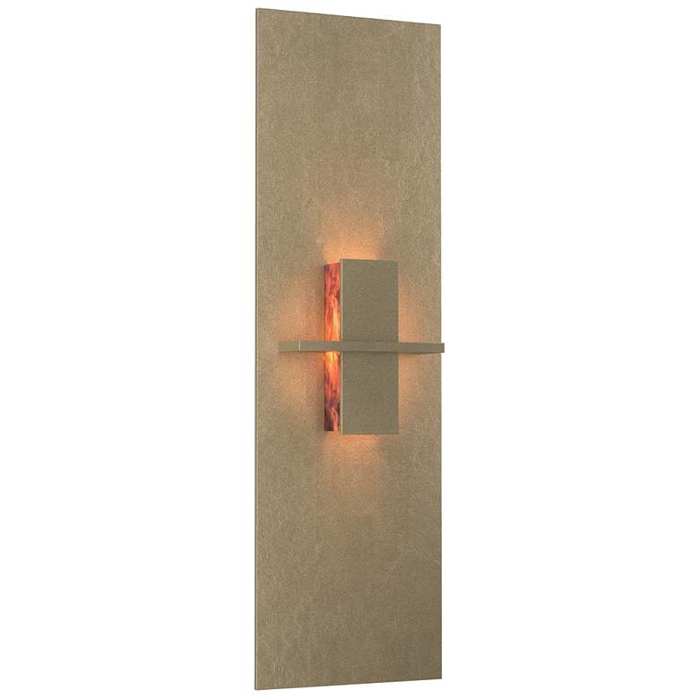 Image 1 Aperture Vertical Sconce - Soft Gold Finish - Topaz Glass
