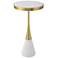 Apex 12 1/2"W Matte White Brushed Brass Round Accent Table