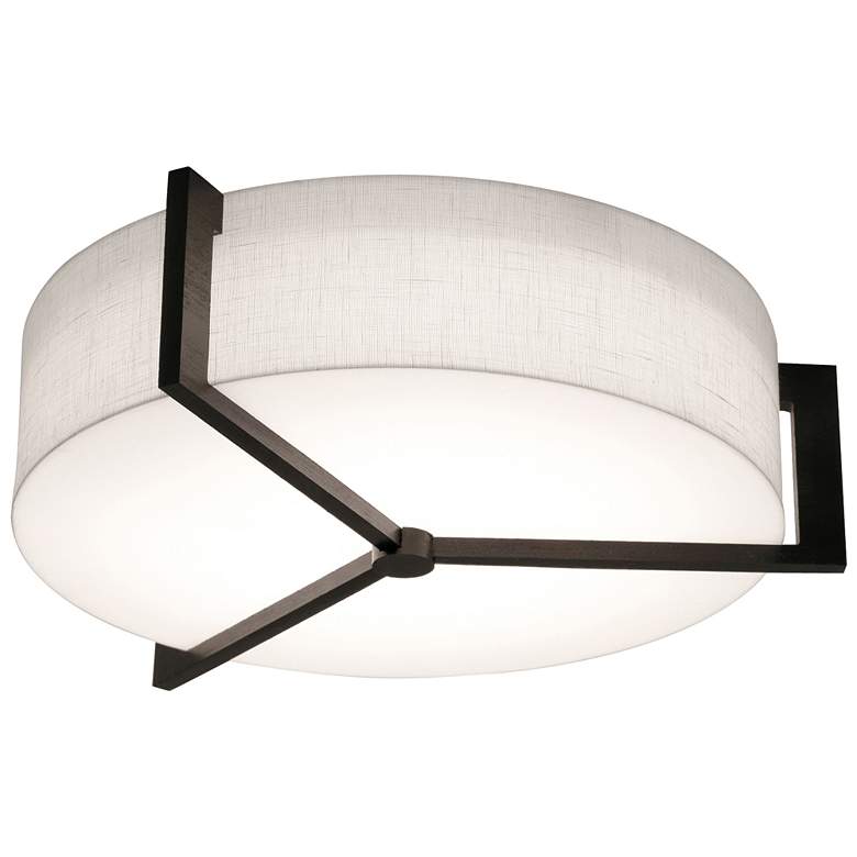Image 1 Apex 12" Flush Mount - Espresso Finish - Linen White Shade
