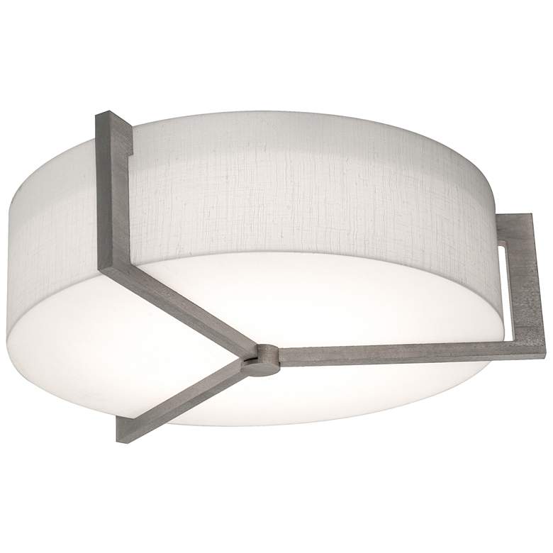 Image 1 Apex 12" Flush Mount - Weathered Grey Finish - Linen White Shade