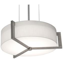 Apex 12&quot; Pendant - Weathered Grey Finish - Linen White Shade