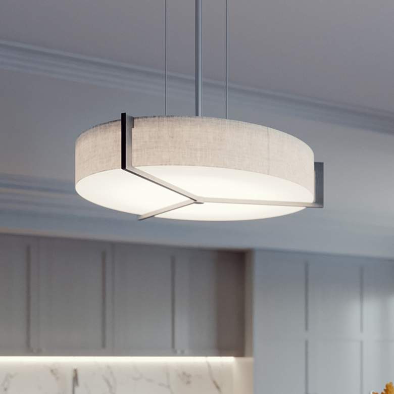 Image 1 Apex 14 1/4" Wide Weathered Gray LED Drum Pendant Light